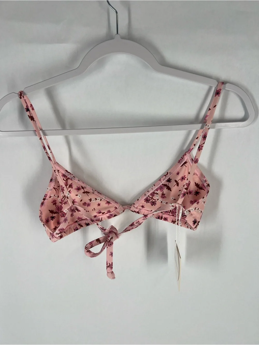Kulani Kinis Angel Baby Bralette Bikini Top Pink Floral Size S NWT